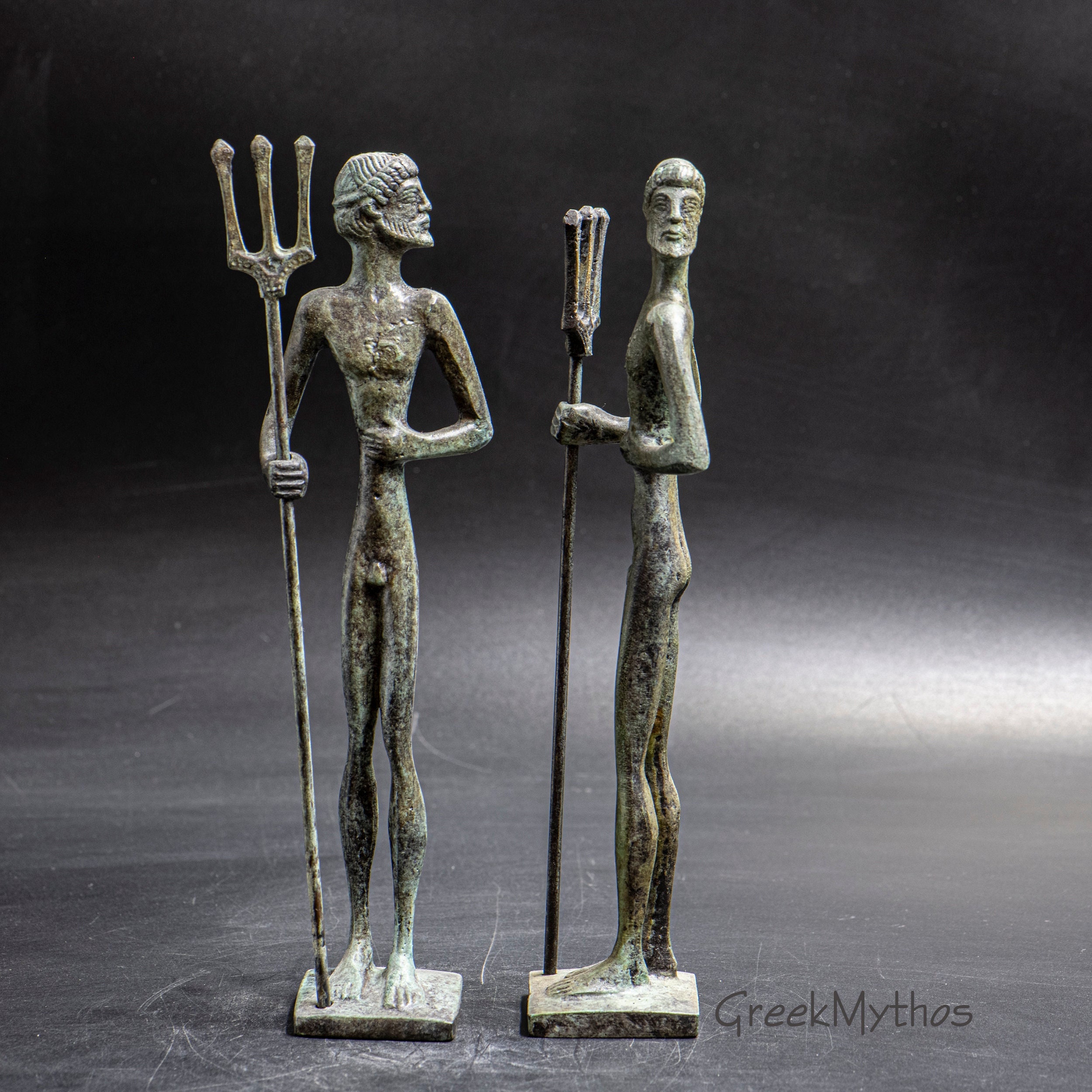 Ancient Greek God Poseidon Bronze Statue, Greek Mythology, God of the Sea Neptune with Trident