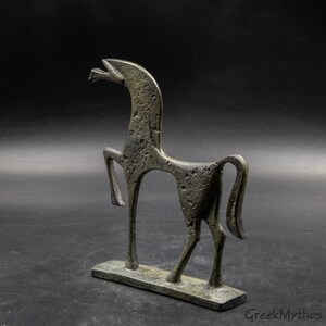 Ancient Greek Bronze Horse Museum Replica, Greek Geometric Era Metal Art Sculpture, Equine Home Decor, Unique Horse Lover Art Gift image 2