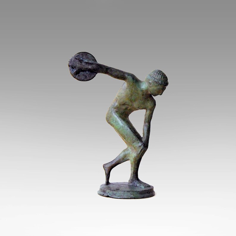 BronzeSkulptur griechische Diskuswerfer Athlet Statue Etsy