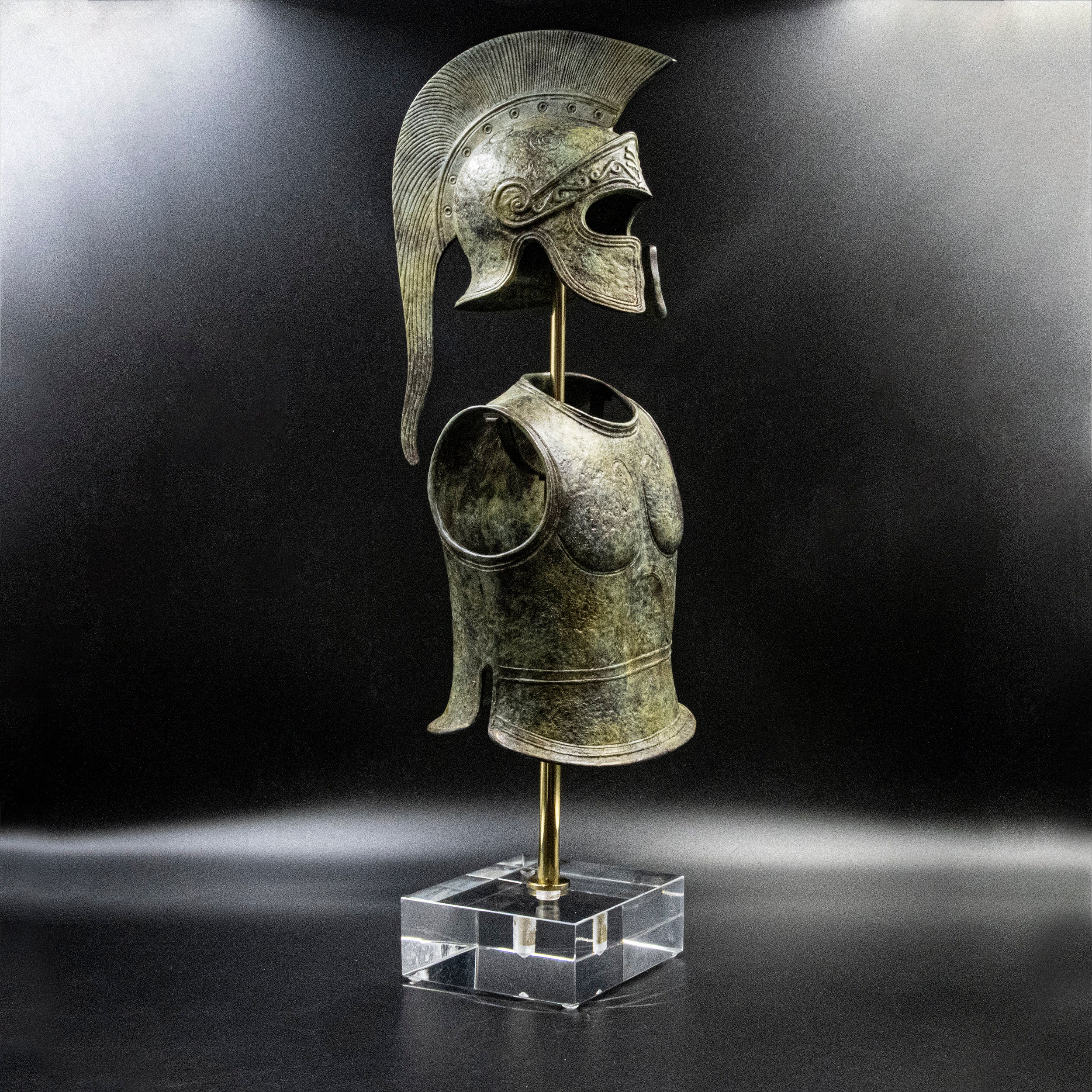 Ancient Greek Spartan Warrior Wall Decor - Metal Helmet Art For