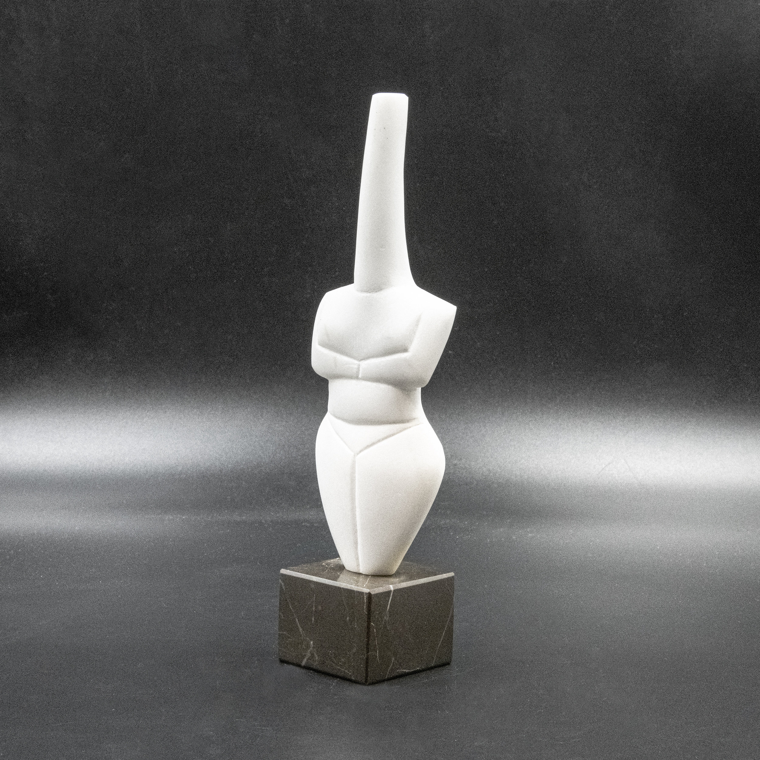 Greek Cycladic Figurine HandSculpted Marble Statue, Minimalist