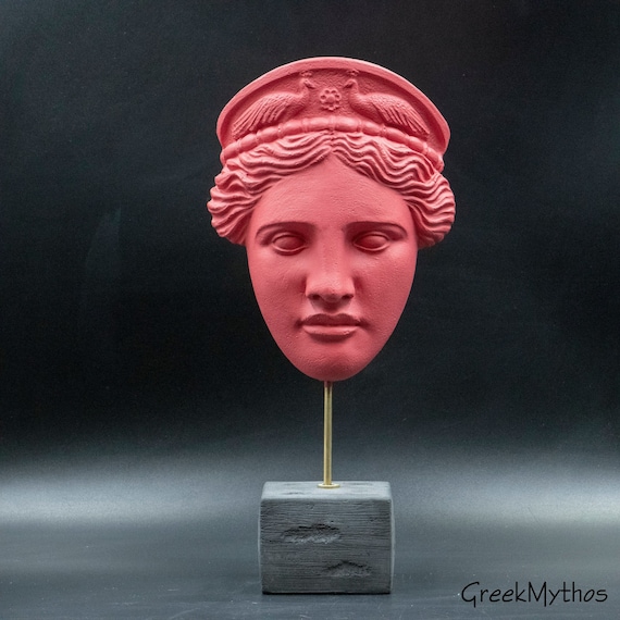 Goddess Hera Greek Mask, Head of Hera with Peacocks, Greek Mythology, Museum Quality Greek Art, Pop Art Gift, Ancient Greece