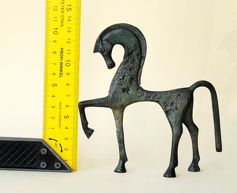 Horse Bronze Sculpture, Ancient Greek Horse in Gallop, Geometric Era Art Sculpture Museum Replica, Equine Art Decor image 6