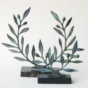 Bronze Olive Wreath Greek Sculpture, Olive Tree Branches, Ancient Greece Goddess Athena Symbol, Greek Mythology and Art image 9