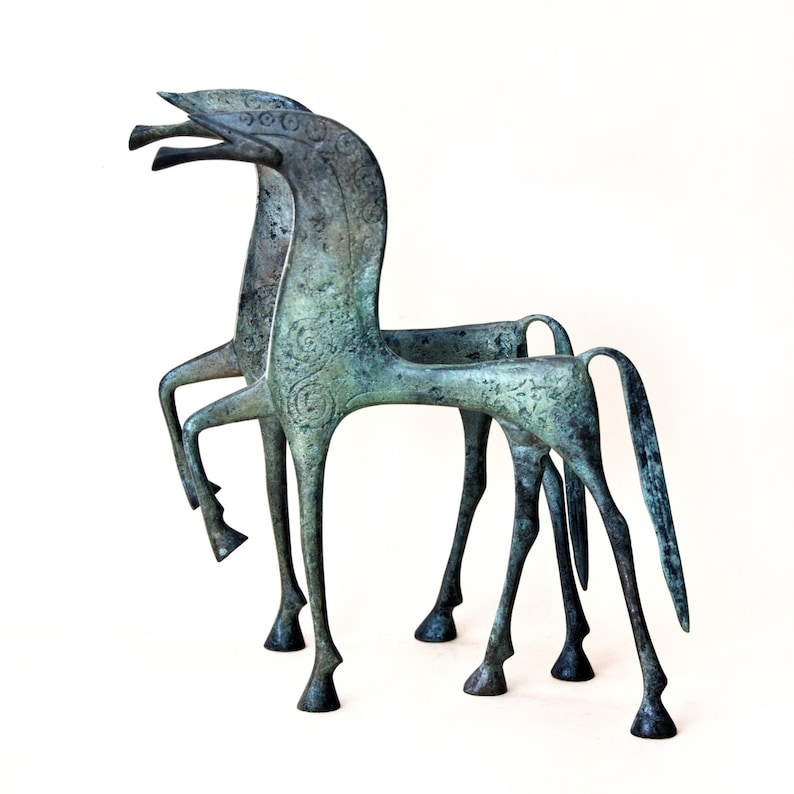 Ancient Greek Horse Bronze Statue, Geometric Era Metal Art Sculpture, Museum Quality Greek Art, Ancient Greece, Equine Decor image 5