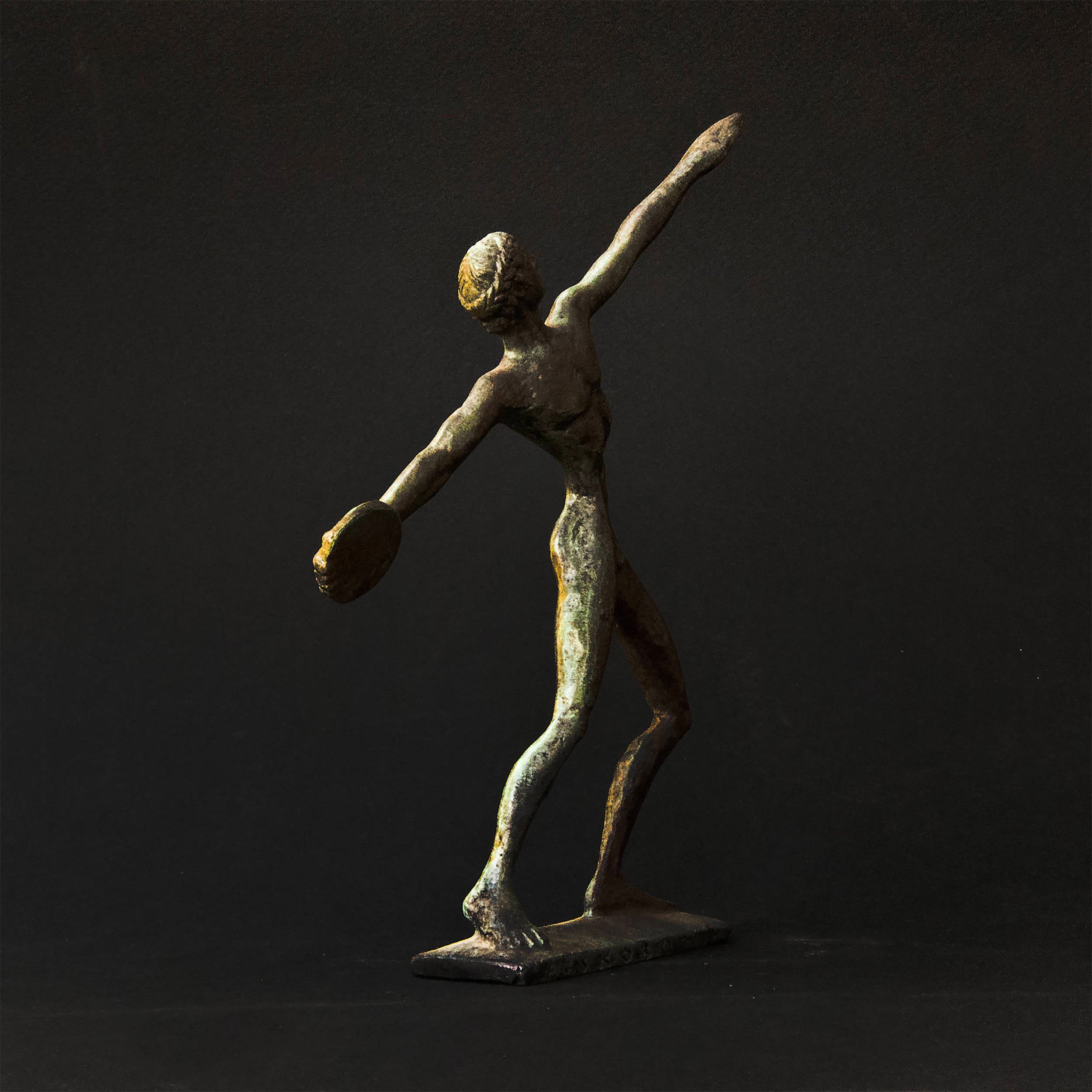 Metal Art Sculpture, Discus Thrower Athlete Bronze Figurine (Discobolus), Ancient Greece Olympic ...