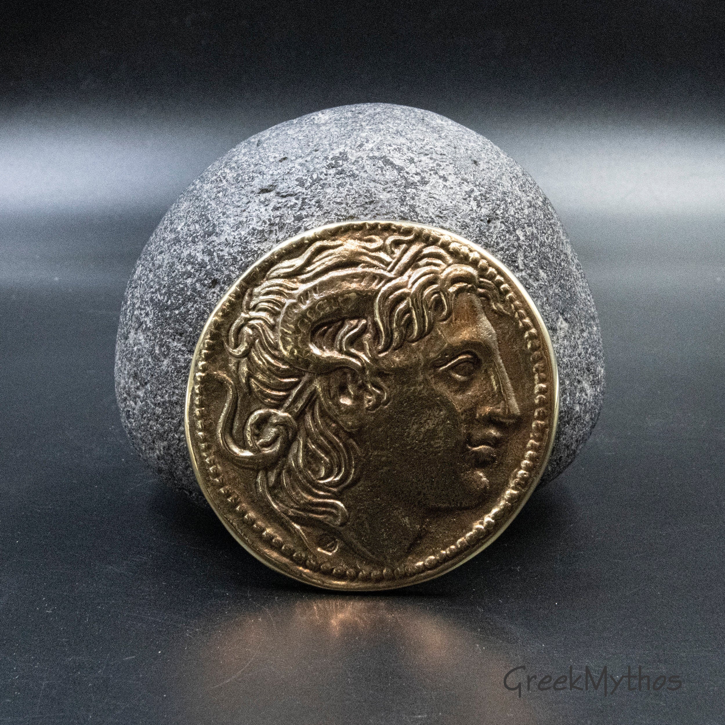 Ancient Greek Coin Paperweight, Alexander the Great Bronze Paperweight