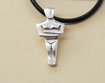 Griekse Cycladische beeldje sterlingzilveren hanger, museum replica kunst sculptuur ketting, draagbare kunst, Griekse kunst sieraden voor hem of haar