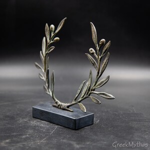 Bronze Olive Wreath Greek Sculpture, Olive Tree Branches, Ancient Greece Goddess Athena Symbol, Greek Mythology and Art image 6