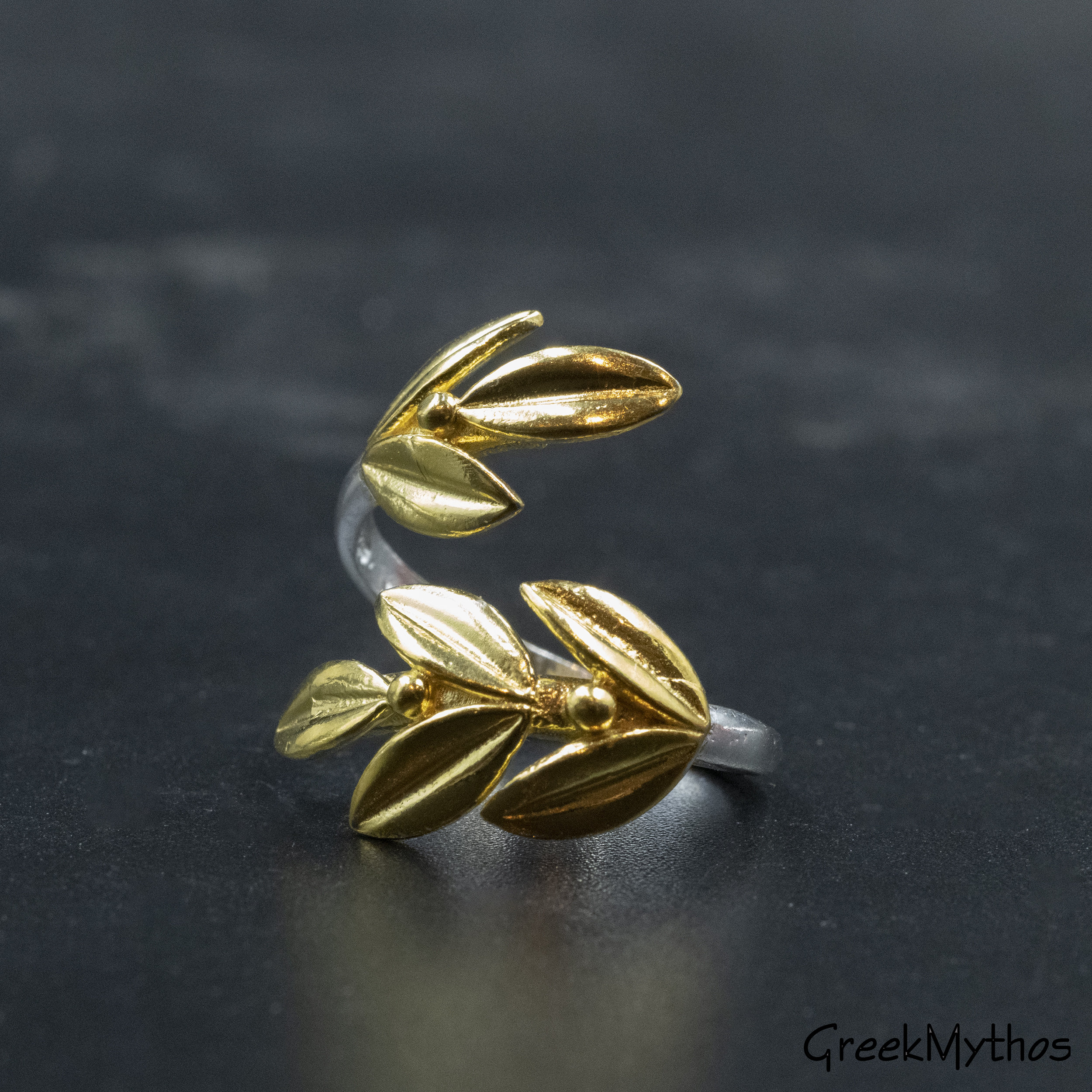 Handmade Gold Leaves Ring, Twisted Olive Adjustable Twig, Goddess Athena  Greek Jewelry