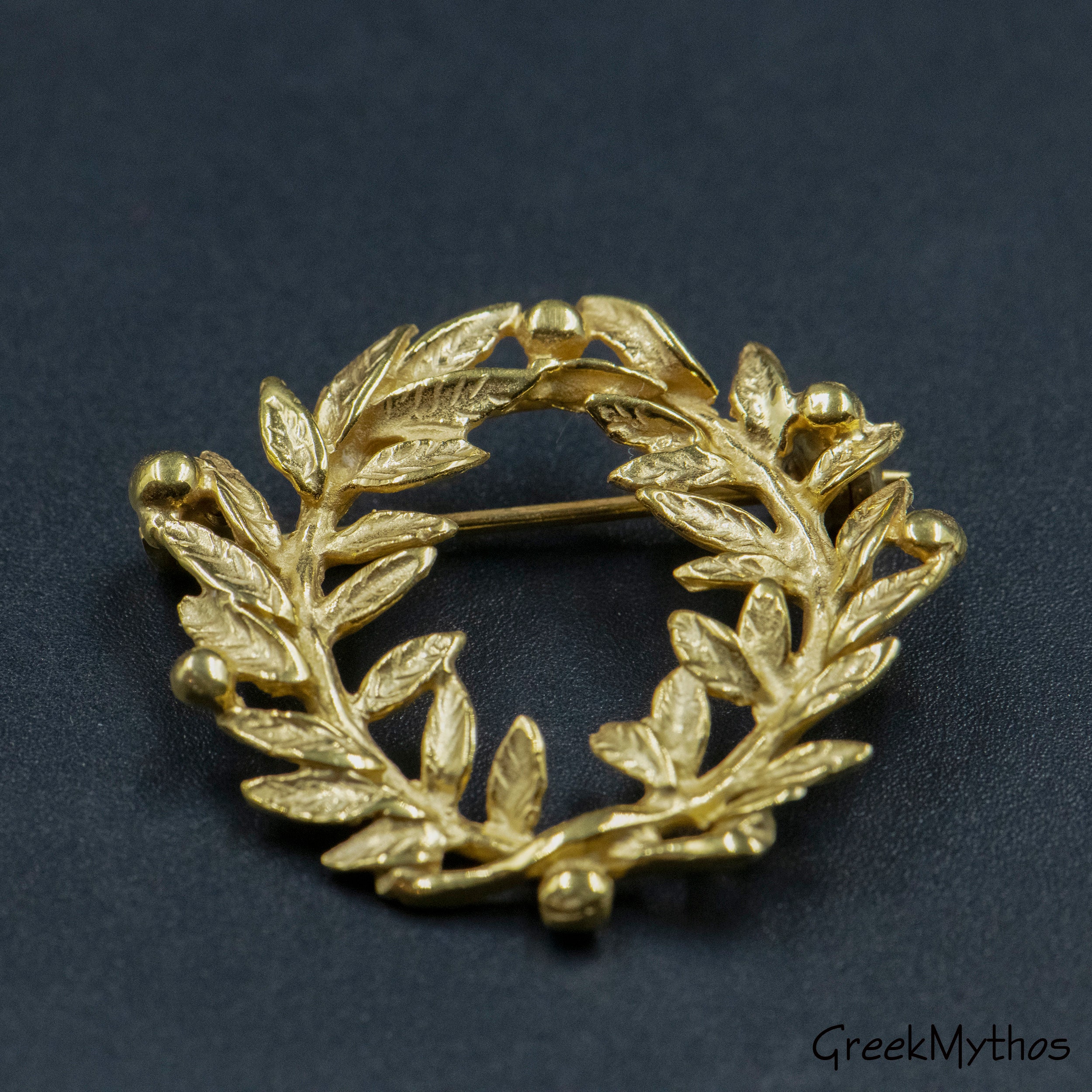 Gold Olive Wreath Brooch, Sterling Silver God-Plated Brooch, Ancient ...