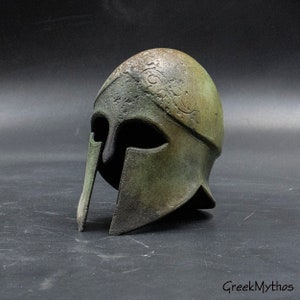 Ancient Greek Bronze Helmet, Corinthian Spartan War Helmet Museum Replica, Metal Art Sculpture, Collectible Art Gift image 3
