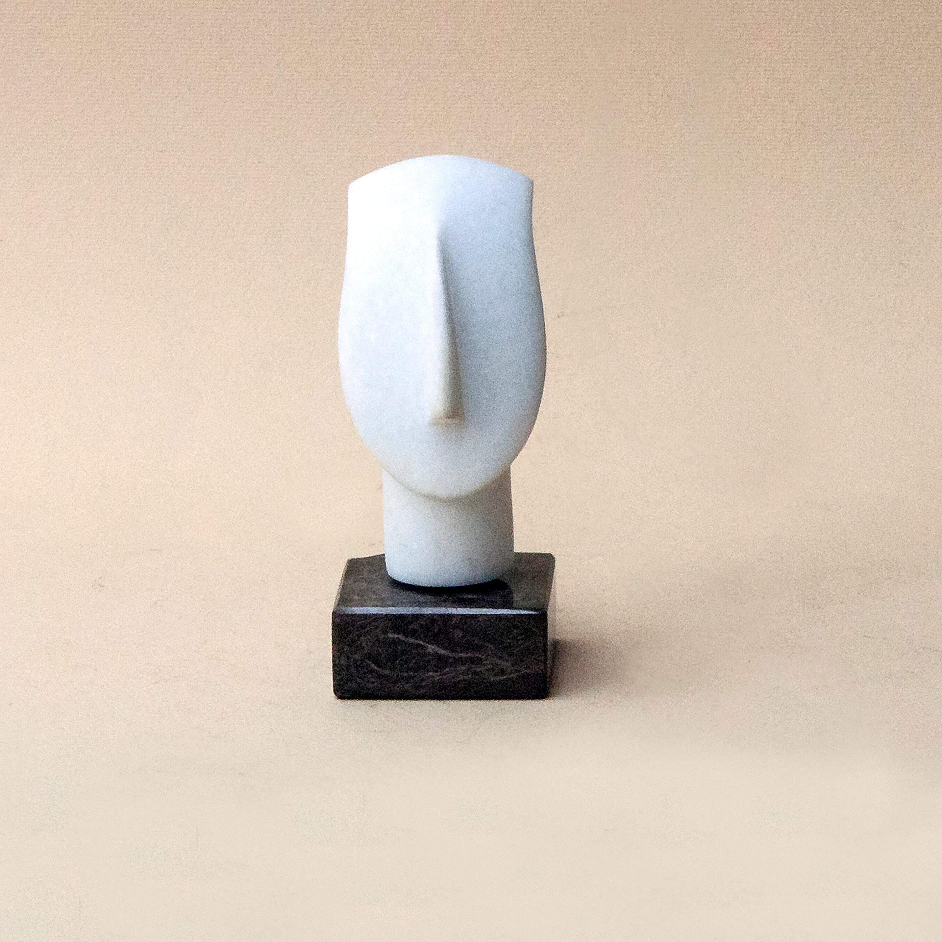 Small White Marble Sculpture, Abstract Cycladic Figurine Head, Minimalist Sculpture, Ancient
