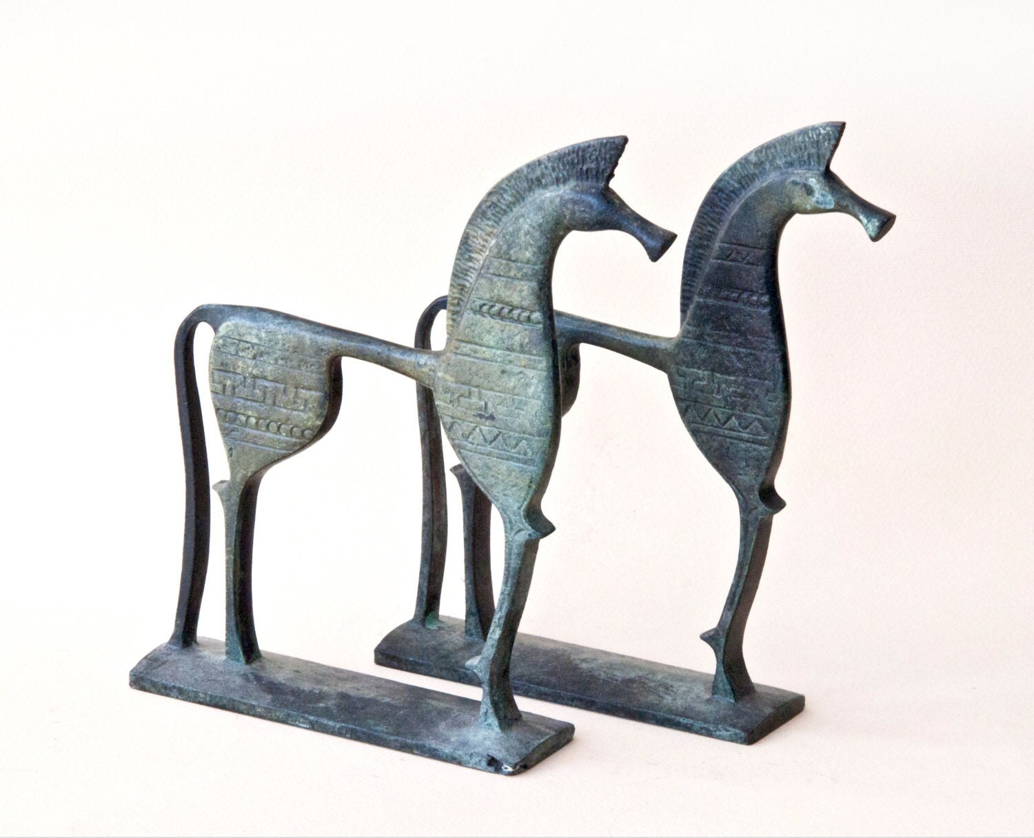 Ancient Greek Bronze Horse Sculpture, Museum Replica of Geometric Era