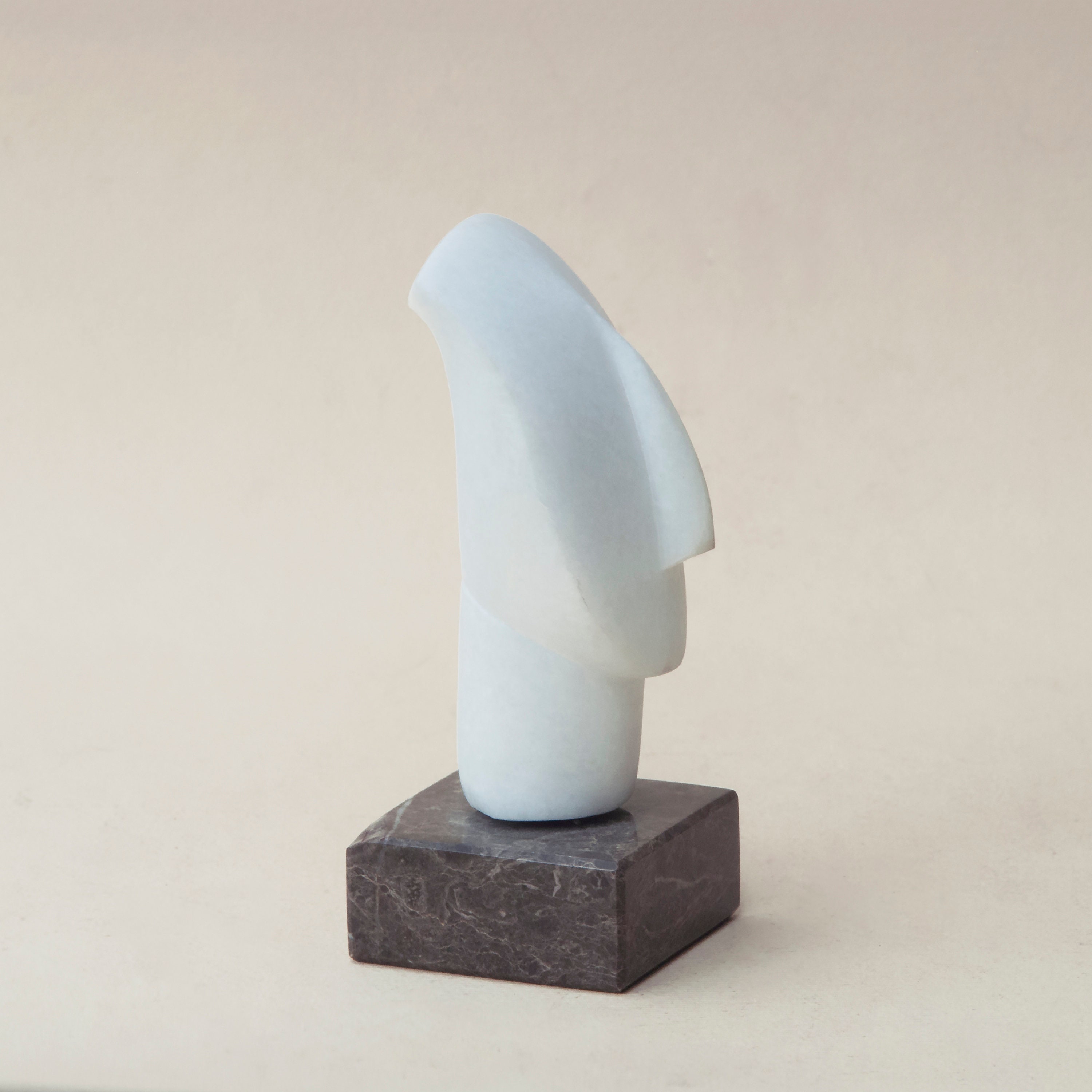 Small White Marble Sculpture, Abstract Cycladic Figurine Head, Minimalist Sculpture, Ancient