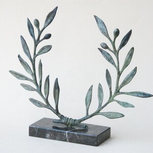 Bronze Olive Wreath Greek Sculpture, Olive Tree Branches, Ancient Greece Goddess Athena Symbol, Greek Mythology and Art image 7