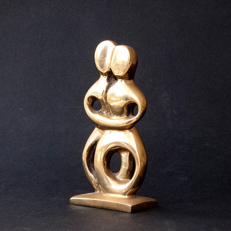 Lovers Figurines Metal Sculpture Greek Cycladic Abstract Art image 0