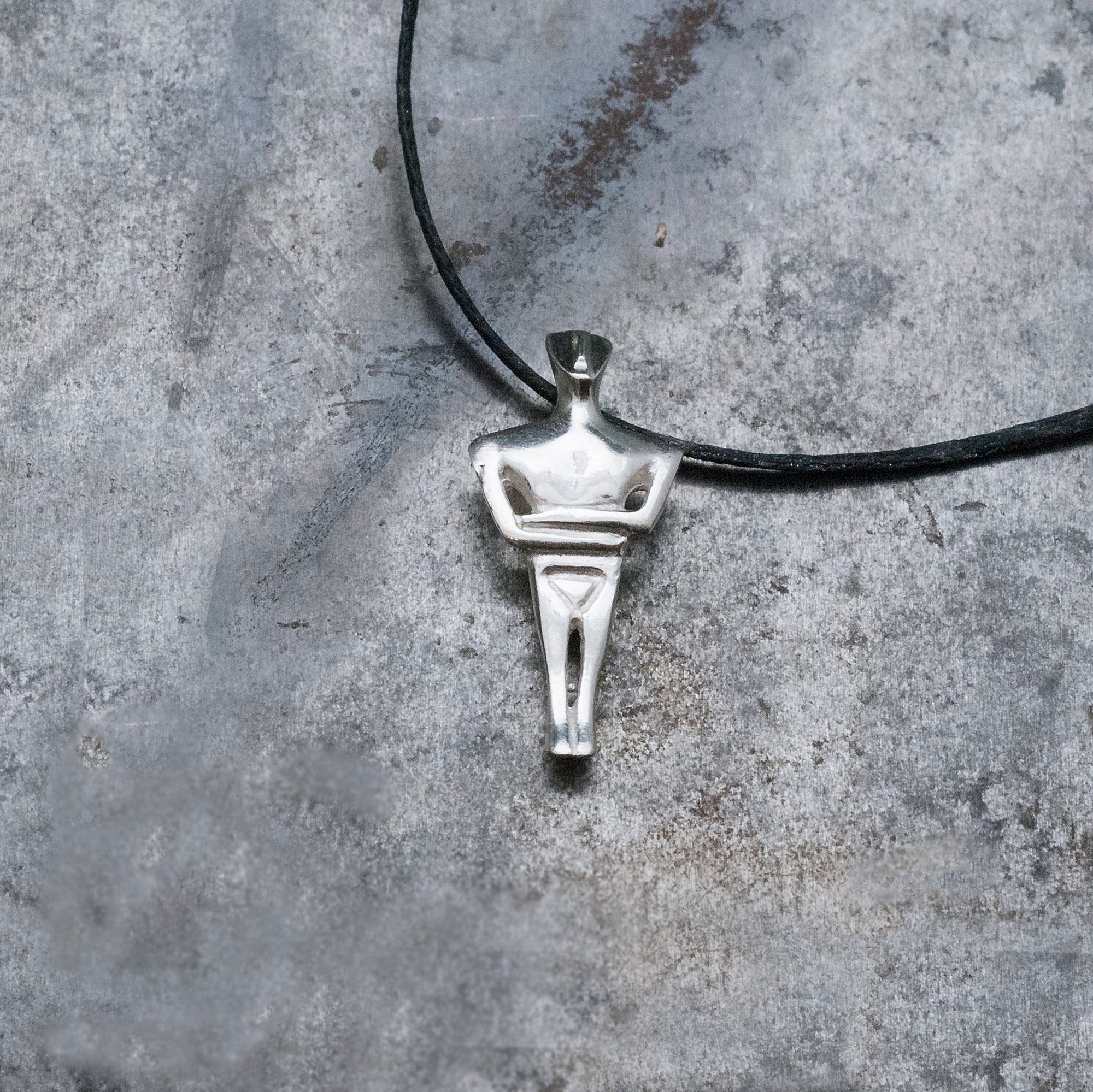 Cycladic Figurine Sterling Silver Pendant, Greek Museum Replica Unisex