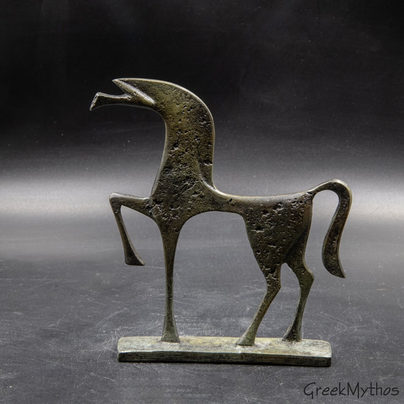 Ancient Greek Bronze Horse Museum Replica, Greek Geometric Era Metal Art Sculpture, Equine Home Decor, Unique Horse Lover Art Gift image 5