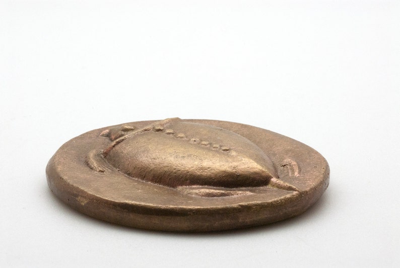 Ancient Greek Drachma Coin Bronze Paperweight, Aegina Island Sea Turtle Coin 530 BC. Museum Replica, Desk Top Decor, Office Accessory image 5