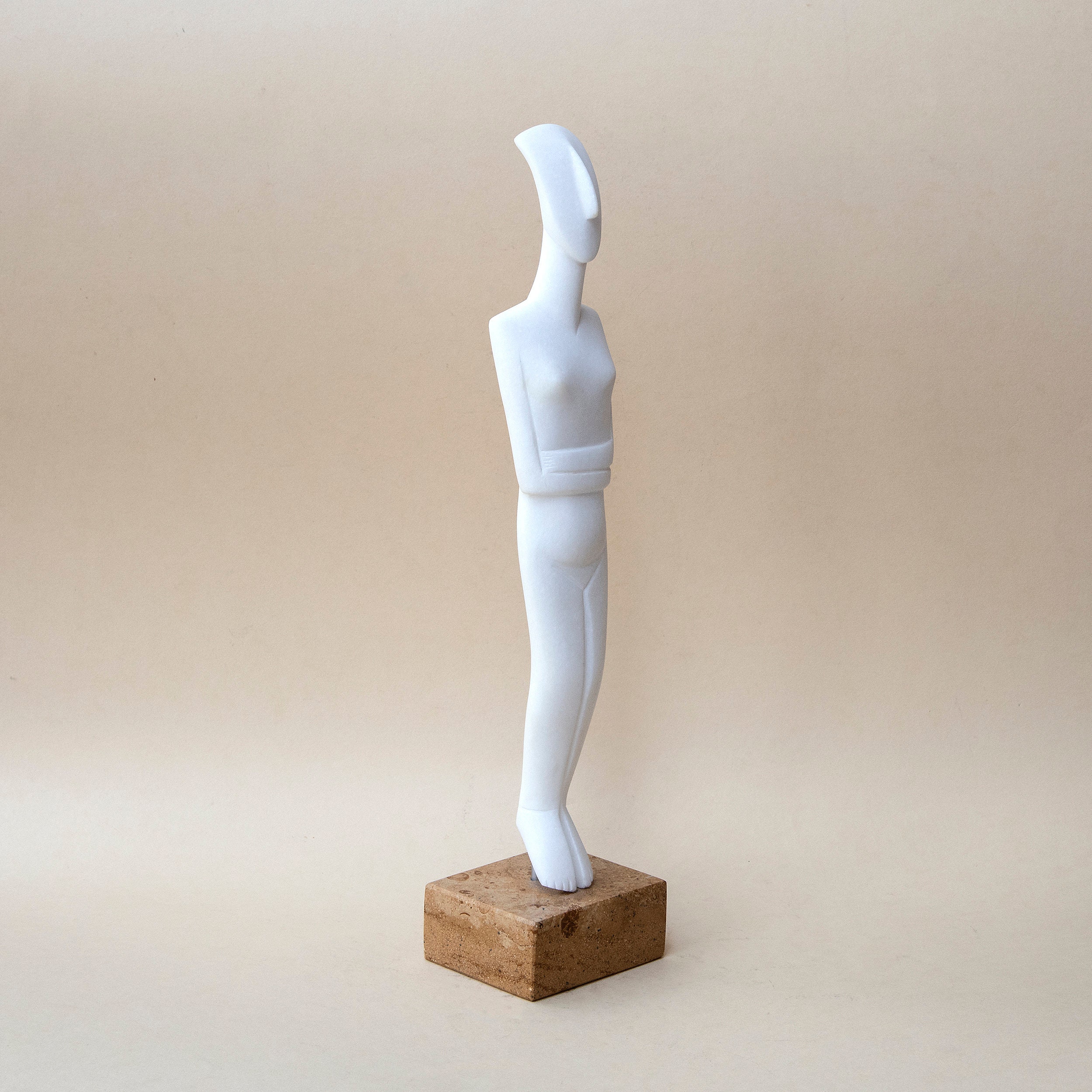 Greek Cycladic Figurine White Marble Sculpture