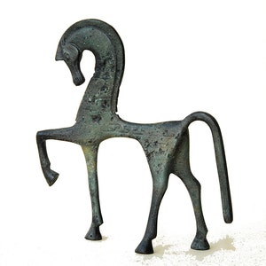 Horse Bronze Sculpture, Ancient Greek Horse in Gallop, Geometric Era Art Sculpture Museum Replica, Equine Art Decor image 3