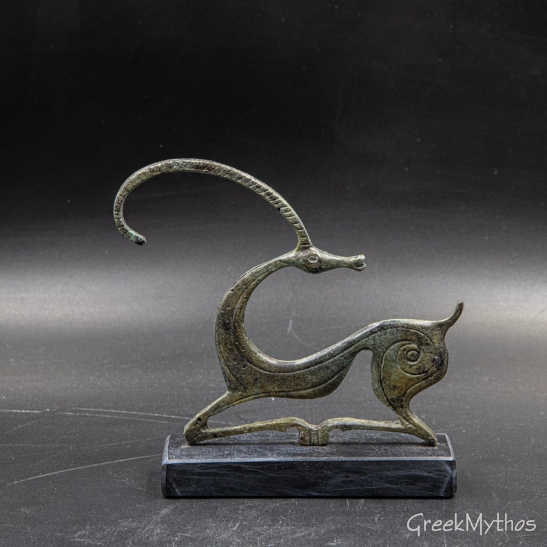 Ibex Wild Goat Bronze Statue, Greek Geometric Era Art Museum Replica Sculpture, Capricorn Constellation Zodiac Sign Gift, Art Decor image 1