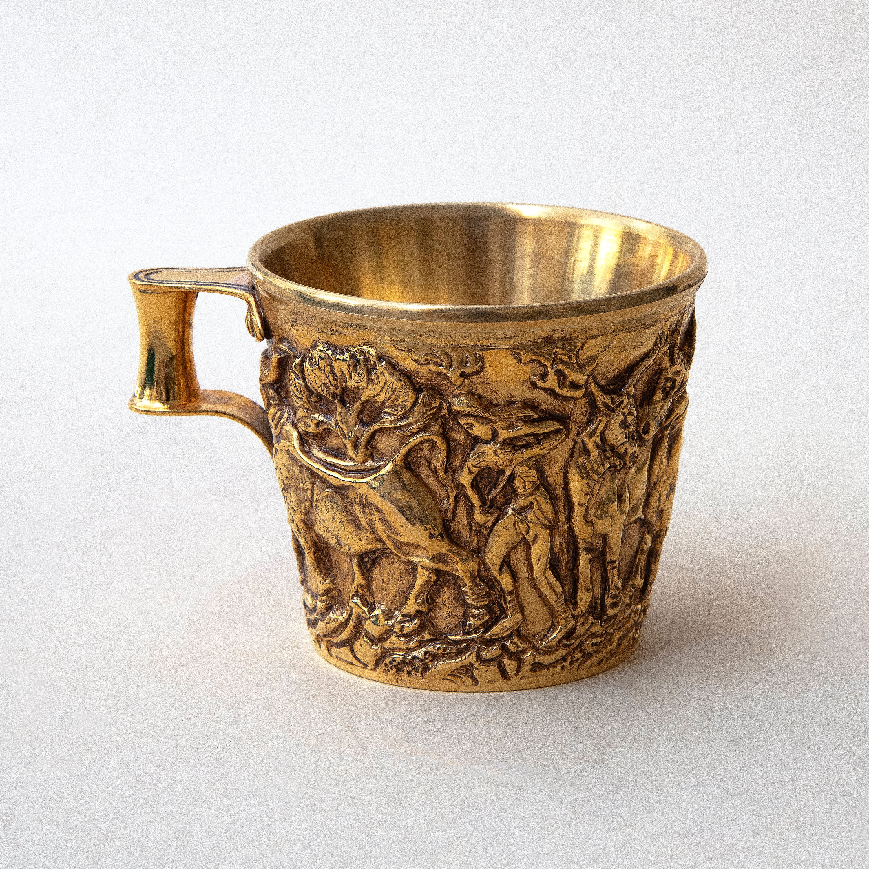 Mycenaean Gold Cup, Ancient Greek Artifact Museum Replica in Copper 24K