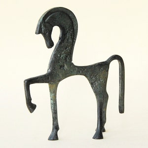 Horse Bronze Sculpture, Ancient Greek Horse in Gallop, Geometric Era Art Sculpture Museum Replica, Equine Art Decor image 4