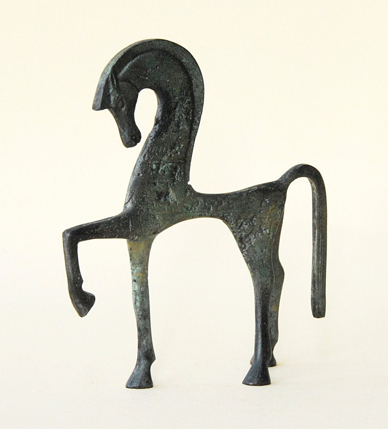 Horse Bronze Sculpture, Ancient Greek Horse in Gallop, Geometric Era Art Sculpture Museum Replica, Equine Art Decor image 4