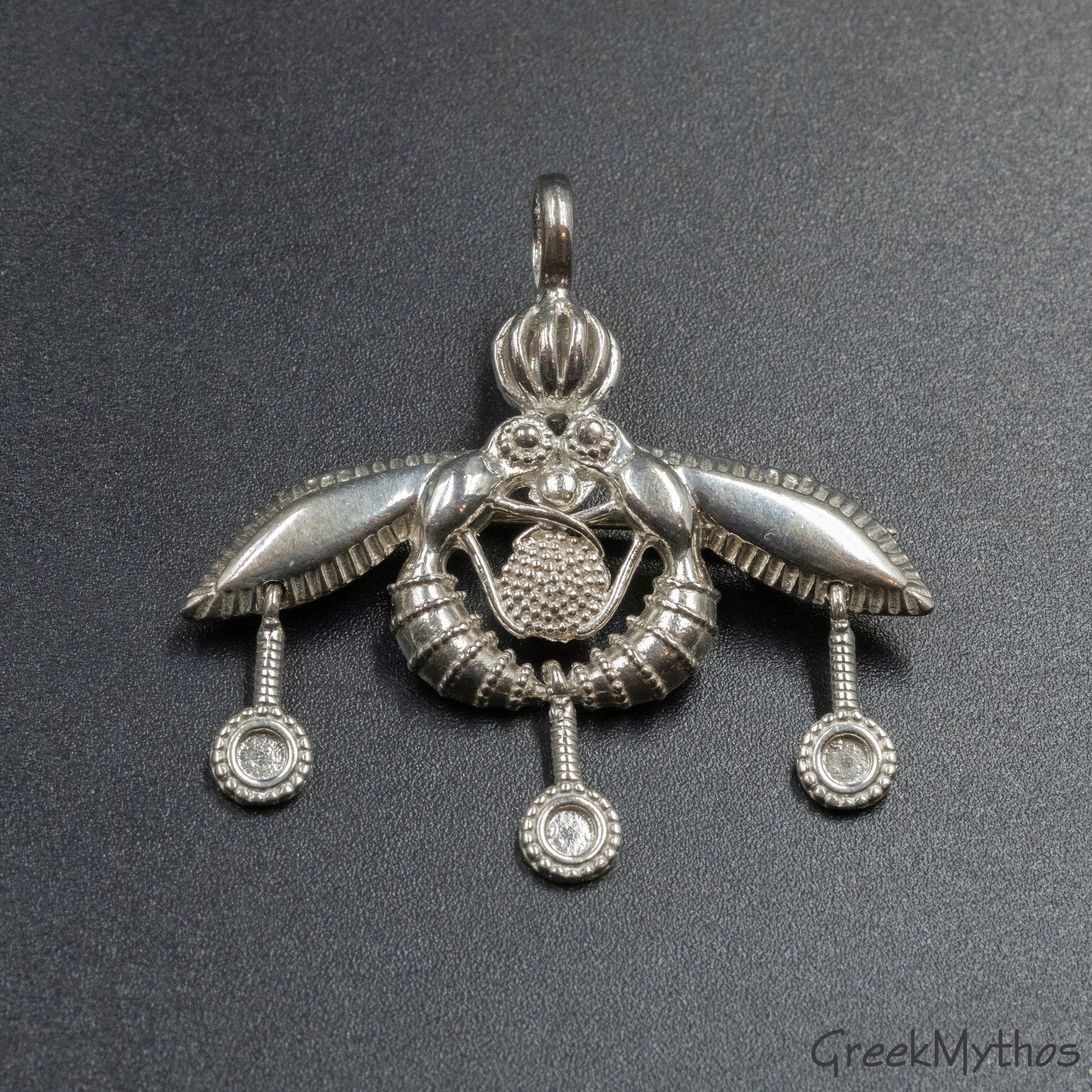 Minoan Bees Sterling Silver Brooch, Ancient Greek Museum Replica