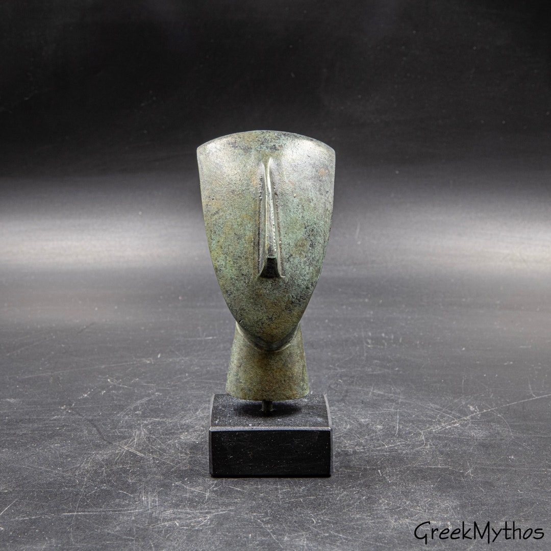 Bronze Cycladic Figurine Head: Ancient Greek Minimalist Art, Museum ...