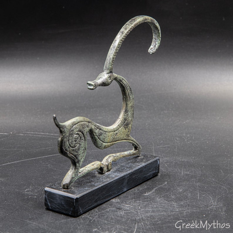 Ibex Wild Goat Bronze Statue, Greek Geometric Era Art Museum Replica Sculpture, Capricorn Constellation Zodiac Sign Gift, Art Decor image 6