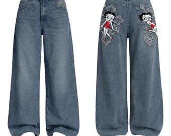 Custom Cartoon Jeans | Y2K Retro Street Style, Plus Size