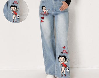 Custom Y2K Cartoon Jeans | Hand-Painted High Waist Denim