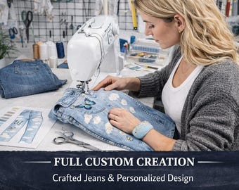 Custom Jeans – Personalized Denim / Custom Waist Hip Fit / Embroidery & Design Service Available / Made to Order