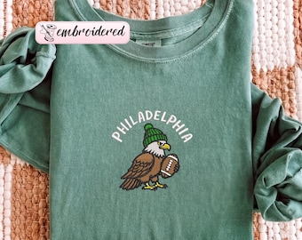 T-shirt brodé Comfort Colors® de l'équipe de football de Philadelphie, col rond Philly Game Day, cadeau sportif pour les fans de football, t-shirts unisexes pour les supporters