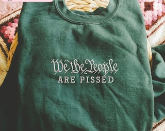 Embroidered We The People Sweatshirt, No Kings Protest Tee, Patriotic American Crewneck