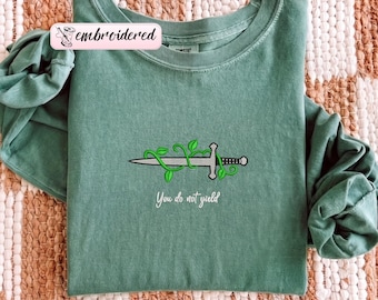 T-shirt brodé « You Do Not Yield Bookish Comfort Colors® », T-shirt à manches longues BookTok, Sweat-shirt Romantasy Lovers, Pull à citations SJM