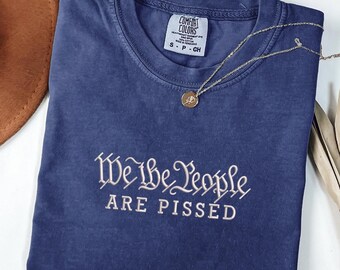 Embroidered We The People Comfort Colors®  Shirt, We the People Are Pissed, No Kings Protest Tee, Patriotic American Crewneck