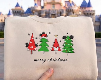 Sweat-shirt et sweat à capuche brodés Disney Joyeux Noël : Sweat-shirt ras du cou Disneyland Holiday, Mickey et Minnie