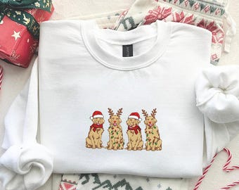 EMBROIDERED Christmas Golden Retriever Sweatshirt, Cute Dog Christmas, Golden Mama Holiday Sweater, New Year Dog Lover Gift, Festive Pup