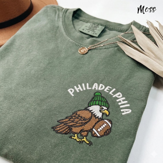 Comfort Colors® Embroidered Philadelphia Football Shirt, Philly Game Day Crewneck, Football Fan Sports Gift, Unisex Fan T-Shirts