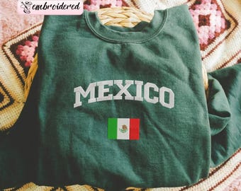 Embroidered Mexico Sweatshirt, Mexican Flag Hoodies, Cultural Identity Sweatshirt, Mexican Pride, Soccer Fan Gift