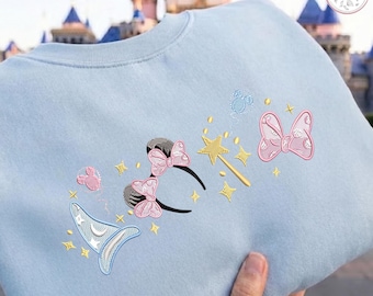 EMBROIDERED Magical Minnie Bow Ears Sweatshirt Hoodie, Disney Sorcerer Magic Kingdom WDW Disneyland Embroidery Hoodie