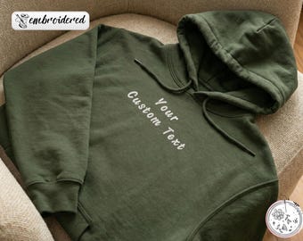 Embroidered Custom Text Sweatshirt, Vintage College Letters Sweatshirt with Personalized Embroidery, Retro Custom Quote Hoodie, Gift for Her