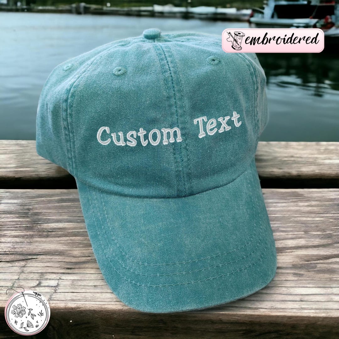 Embroidered Custom Text Vintage Cap, Personalized Cap, Embroidered ...