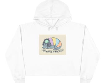 Sudadera corta con capucha estilo arcoíris de Audho Armadillo / gráfico de animal en tonos pastel
