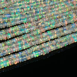 16 Inch AAA+ Ethiopian Opal Smooth Rondelle Beads 3-3.5mm Ethiopian Opal Strand White Fire Ethiopian Opal Welo Ethiopian Opal Beads
