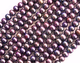Purple Freshwater Pearl Beads 8-9mm Purple Pink Pearl Beads, Natural Rondelle Pearl Beads for Jewelry Making, Pearl Bead Pearl Rondelles 15"